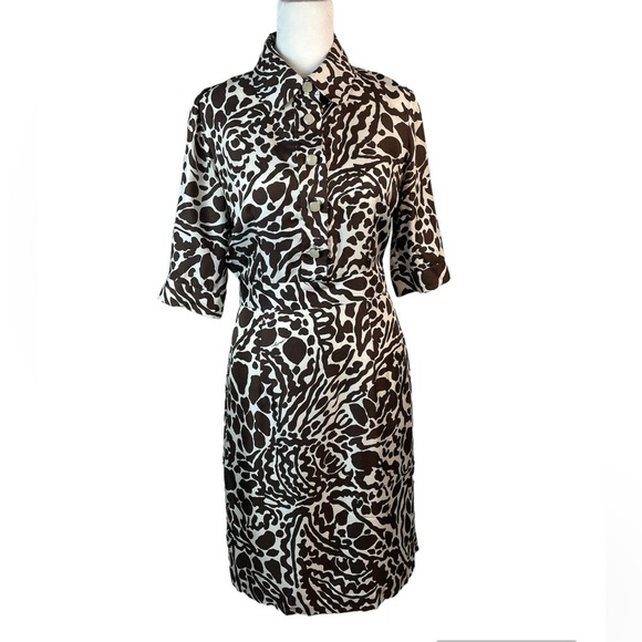 Vintage Milly Brown & White Print Dress size 2 - Picture 1 of 16